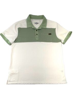 California Cowboy Surf Stripe Polo Shirt White Sand Sagebrush Mens Size Large